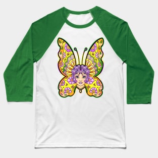 Butterfly girl traditional tattoo style Baseball T-Shirt